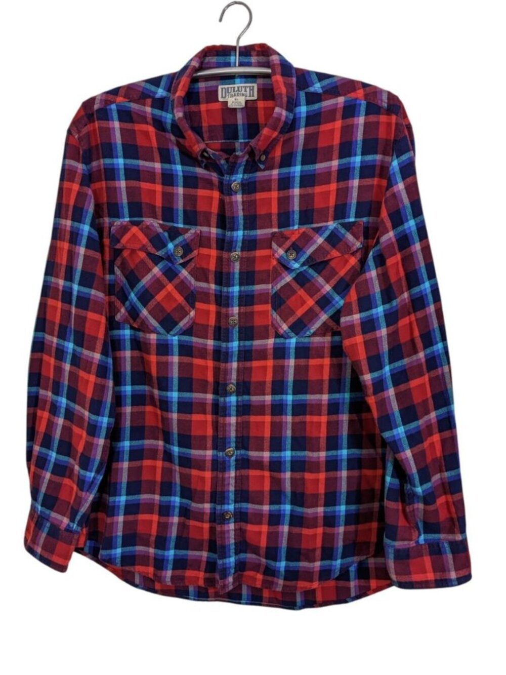 Duluth Trading Co Shirt Mens XL Multicolor Plaid Cotton Blend Long Sleeve Casual
